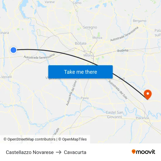 Castellazzo Novarese to Cavacurta map