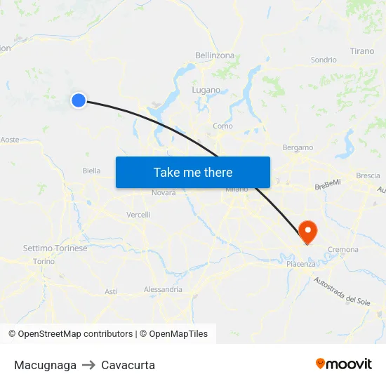 Macugnaga to Cavacurta map