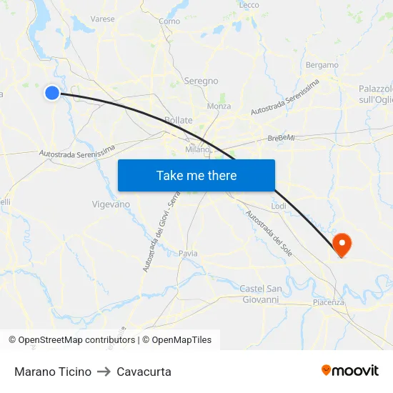 Marano Ticino to Cavacurta map