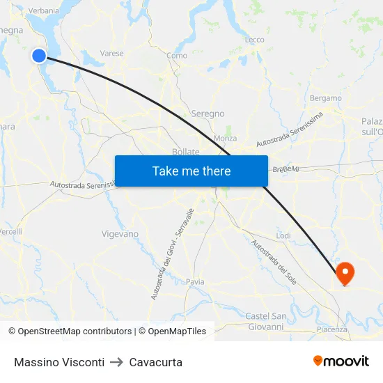 Massino Visconti to Cavacurta map