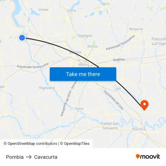 Pombia to Cavacurta map