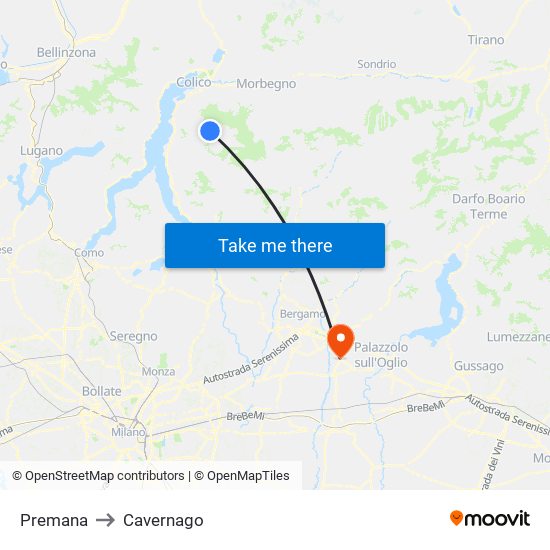 Premana to Cavernago map