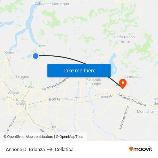 Annone Di Brianza to Cellatica map