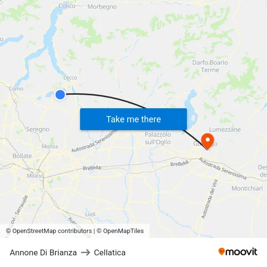 Annone di Brianza to Cellatica map