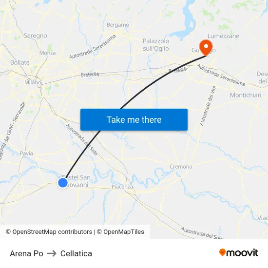 Arena Po to Cellatica map