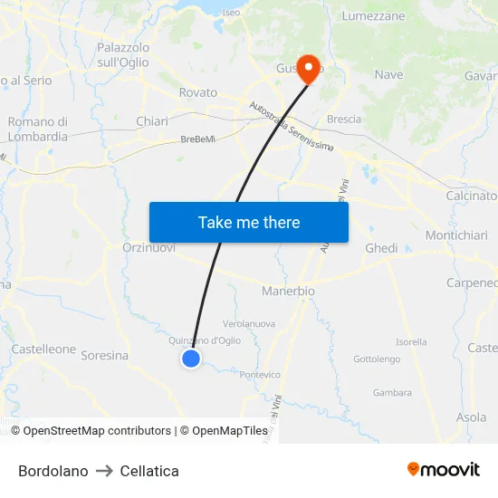 Bordolano to Cellatica map