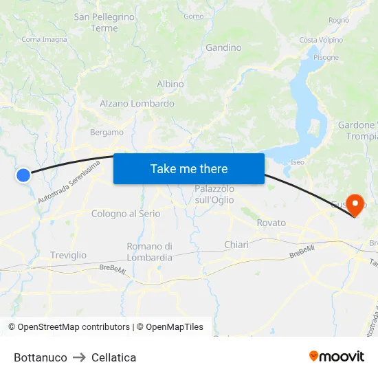 Bottanuco to Cellatica map