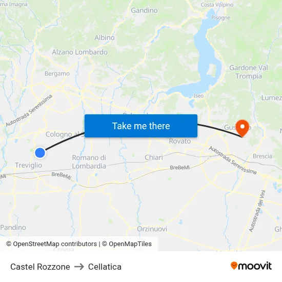 Castel Rozzone to Cellatica map
