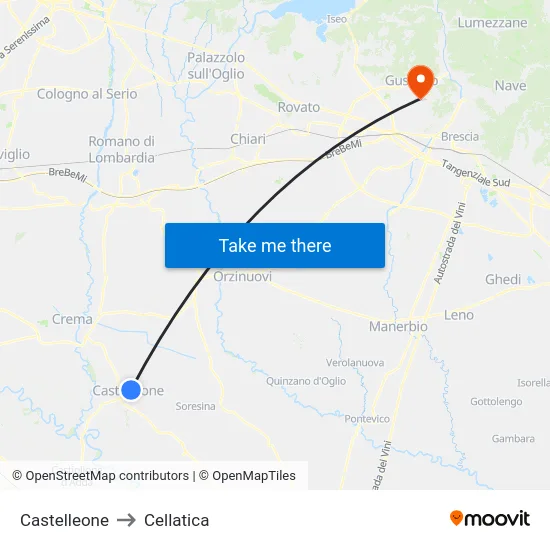 Castelleone to Cellatica map