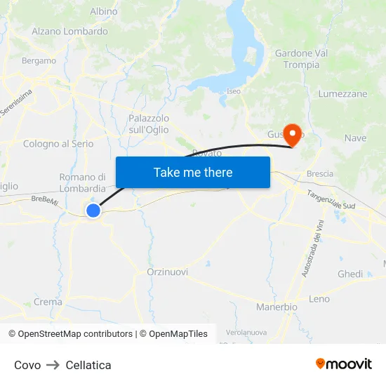 Covo to Cellatica map