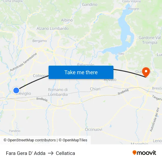 Fara Gera D' Adda to Cellatica map