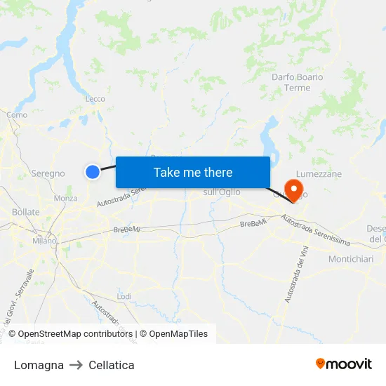 Lomagna to Cellatica map