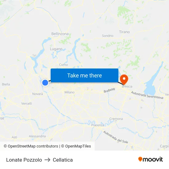Lonate Pozzolo to Cellatica map