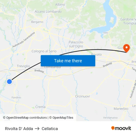 Rivolta d'Adda to Cellatica map