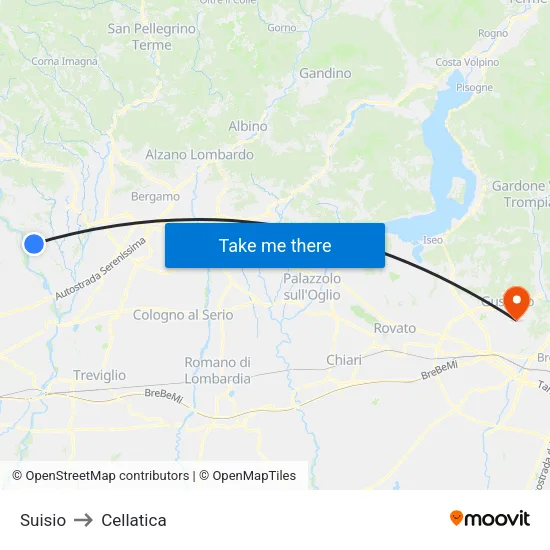 Suisio to Cellatica map