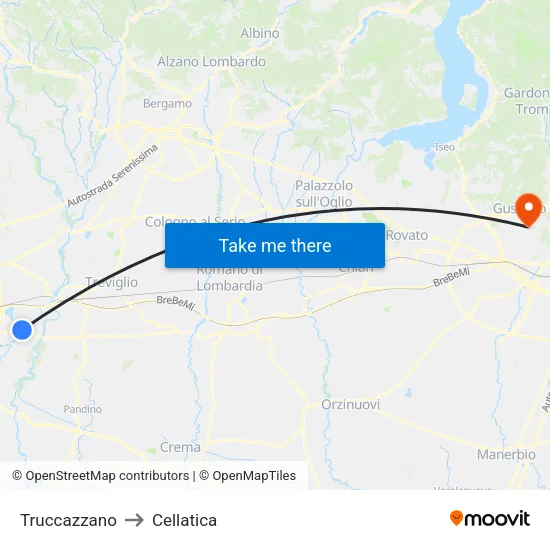 Truccazzano to Cellatica map