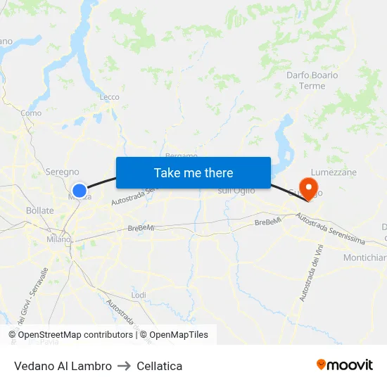 Vedano Al Lambro to Cellatica map