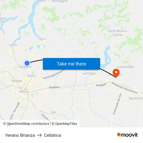 Verano Brianza to Cellatica map