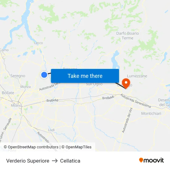 Verderio Superiore to Cellatica map