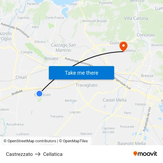 Castrezzato to Cellatica map
