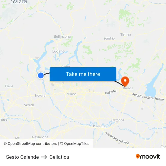 Sesto Calende to Cellatica map