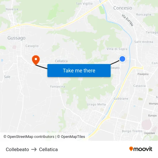 Collebeato to Cellatica map