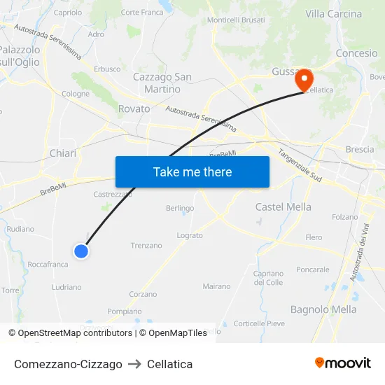 Comezzano-Cizzago to Cellatica map