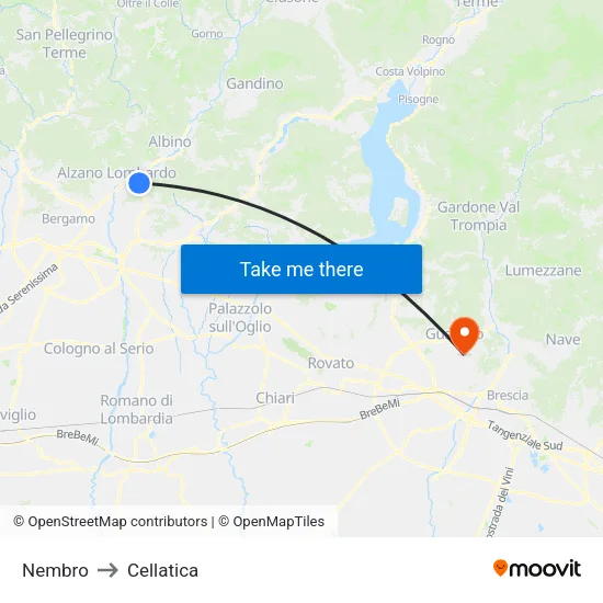 Nembro to Cellatica map