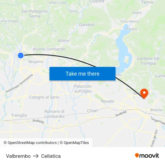 Valbrembo to Cellatica map