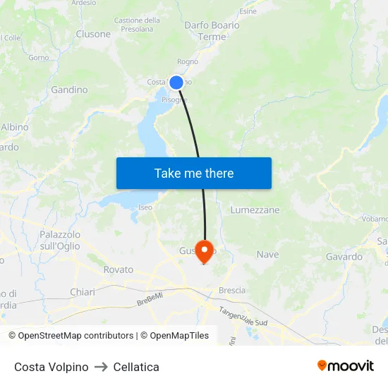 Costa Volpino to Cellatica map