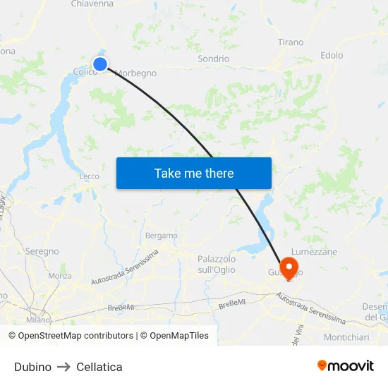 Dubino to Cellatica map