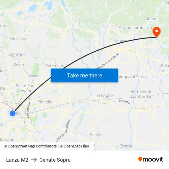 Lanza M2 to Cenate Sopra map