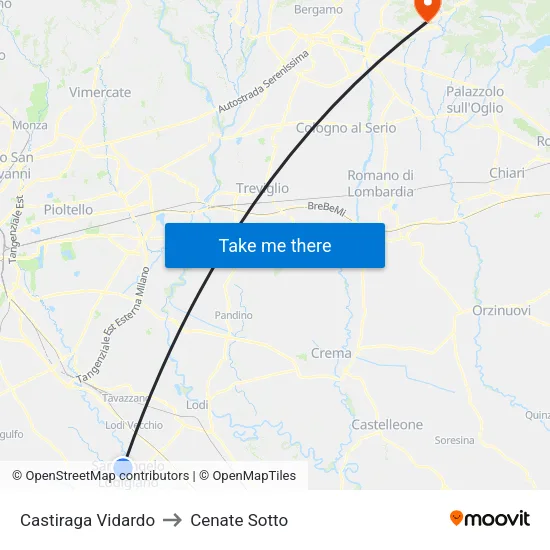 Castiraga Vidardo to Cenate Sotto map