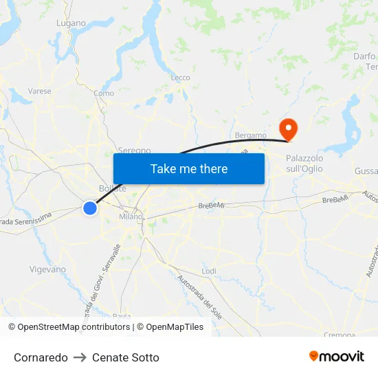 Cornaredo to Cenate Sotto map