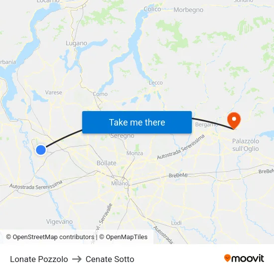 Lonate Pozzolo to Cenate Sotto map