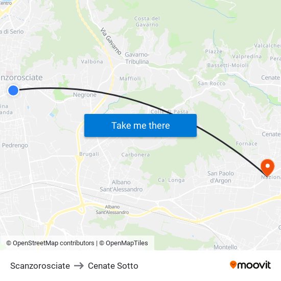 Scanzorosciate to Cenate Sotto map