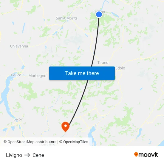 Livigno to Cene map