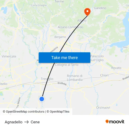 Agnadello to Cene map