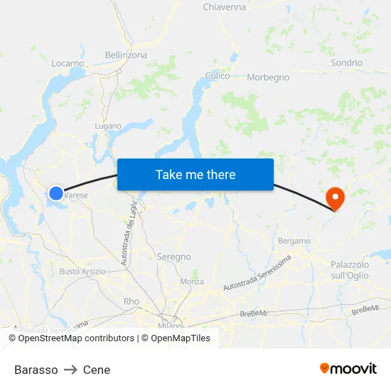 Barasso to Cene map