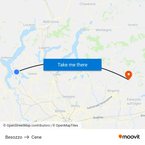 Besozzo to Cene map