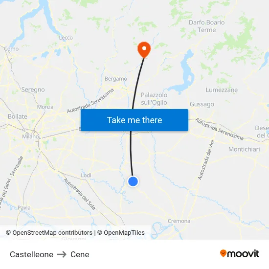 Castelleone to Cene map