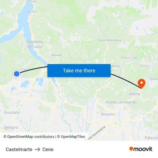 Castelmarte to Cene map