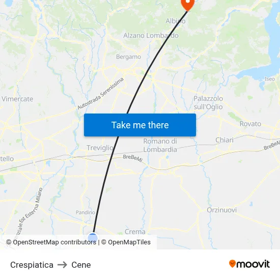 Crespiatica to Cene map