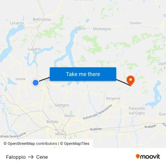 Faloppio to Cene map