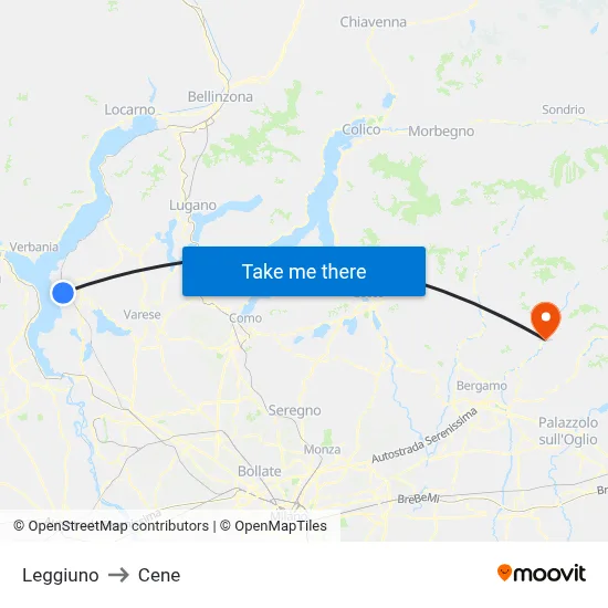 Leggiuno to Cene map