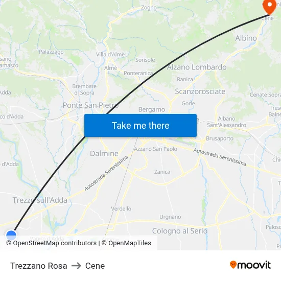 Trezzano Rosa to Cene map