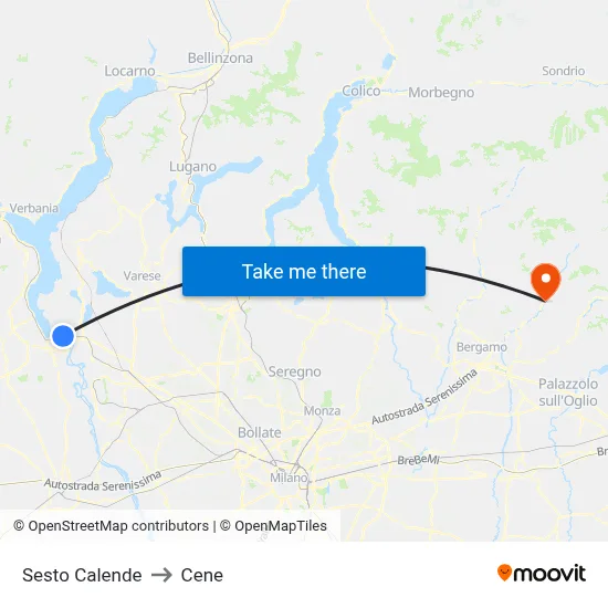 Sesto Calende to Cene map