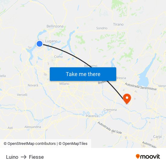 Luino to Fiesse map