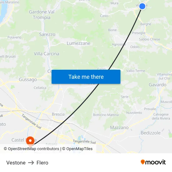 Vestone to Flero map