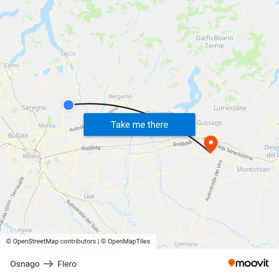 Osnago to Flero map